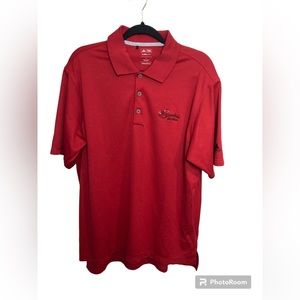Adidas red short sleeve golf polo shirt. Greendale. Large